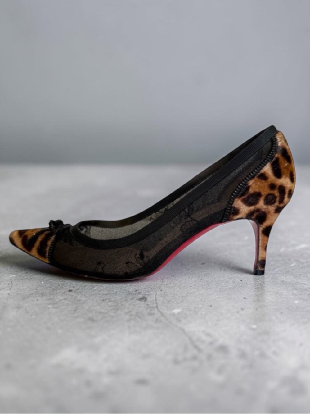 CHRISTIAN LOUBOUTIN Souris 70 Kitten Heel Leopard Pony Hair Heels Size 39